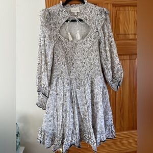 White Paisley Smocked Boho Dress